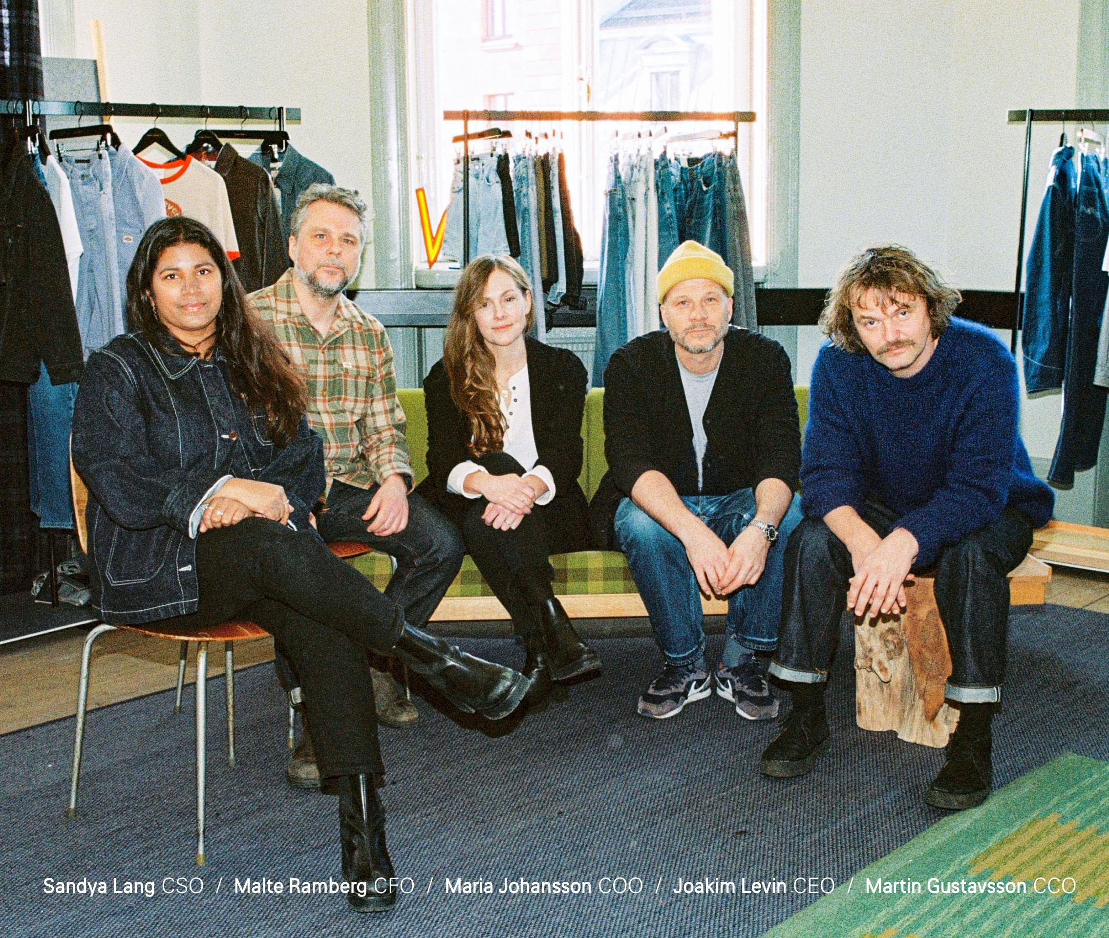 Management Nudie Jeans co, Sandya Lang CSO  /  Malte Ramberg CFO  /  Maria Johansson COO  /  Joakim Levin CEO  /  Martin Gustavsson CCO