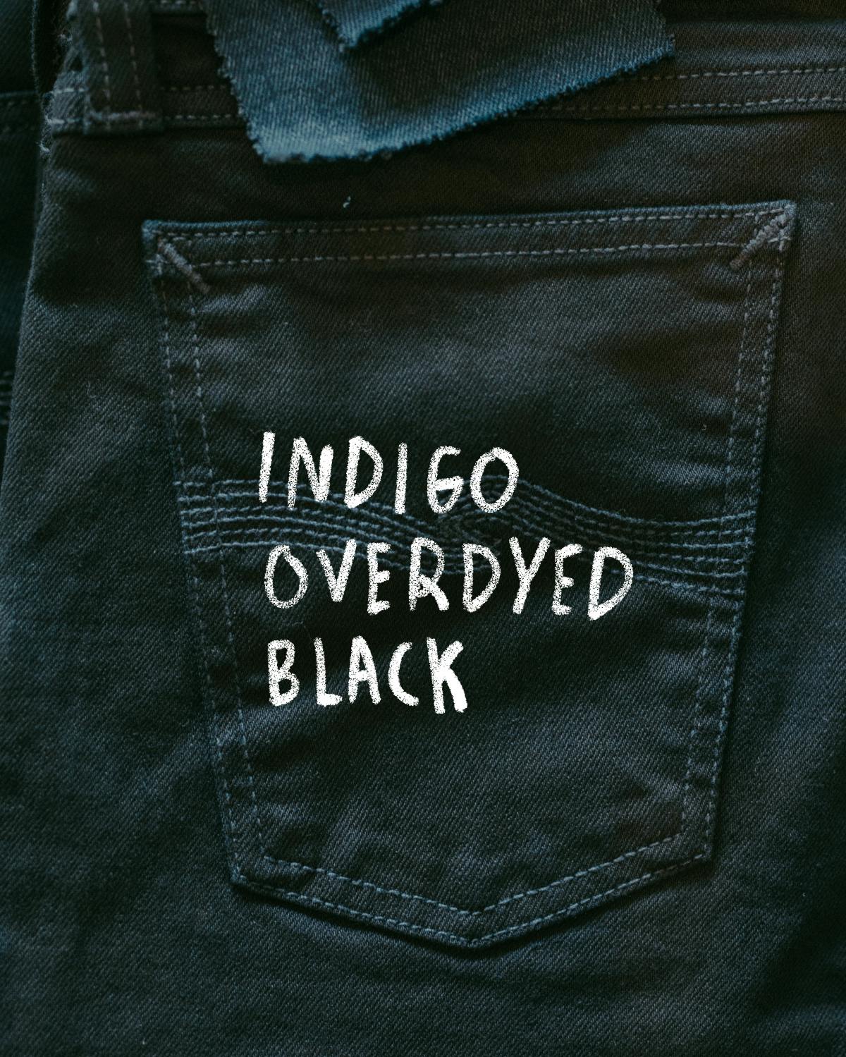 What distinguishes it from “black overdyed black denim” is the way it ages into cold cast shades.