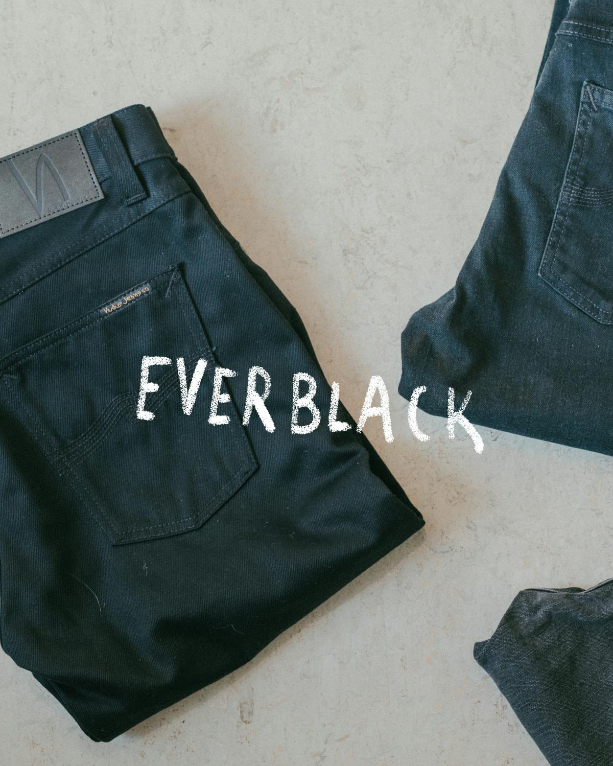 Everblack is a "piece-dyed black denim," but it is dyed using reactive black dye which have far superior colorfastness properties compared to sulfur dyes. 